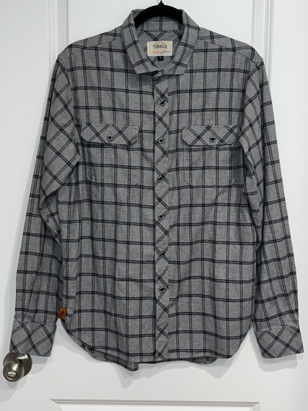 Brand Gray Plaid Long-Sleeve Button-Down Shirt